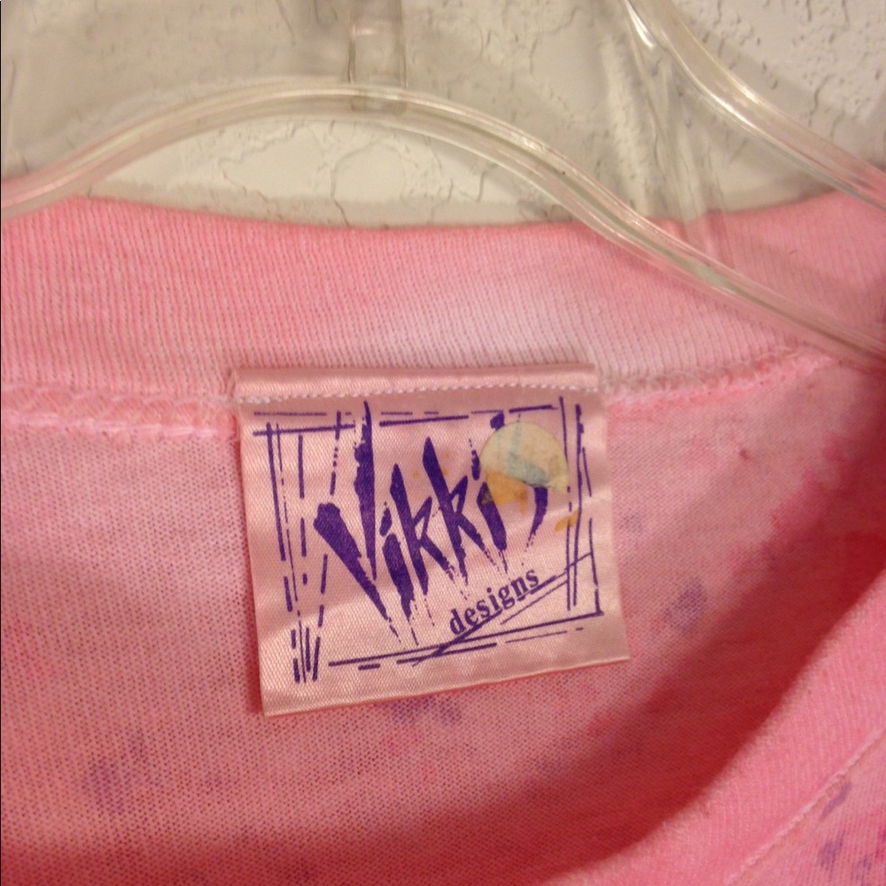 Vikki's Designs Vintage Cotton Top Long Sleeve Pink Hand Painted - Picture 4 of 11